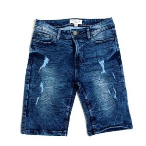 Urban Heritage 28 Blue Slim Fit Denim Jeans Shorts